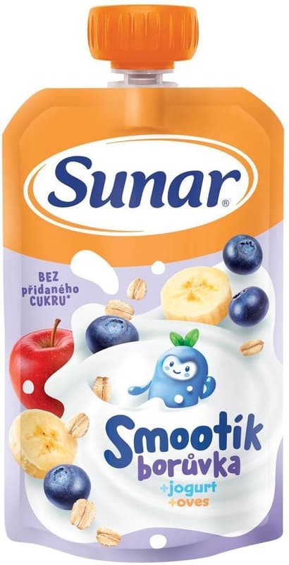Sunar Smootík dětská kapsička borůvka, jogurt a ovesné vločky