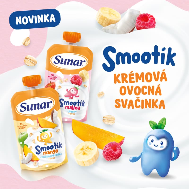 Sunar Smootík dětská kapsička borůvka, jogurt a ovesné vločky