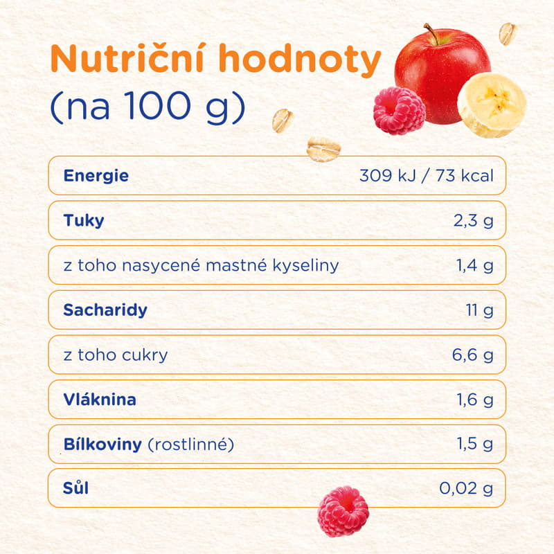 Sunar Smootík baby pouch raspberry, yogurt, oats 12m+, 120 g
