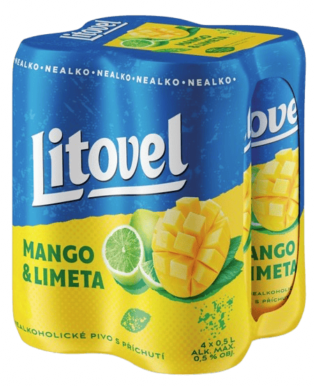 Litovel Mango a limeta nealko plech (4×0,5 l)