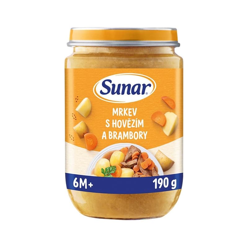 Sunar baby food carrot with beef and potatoes 6m+, 190g
