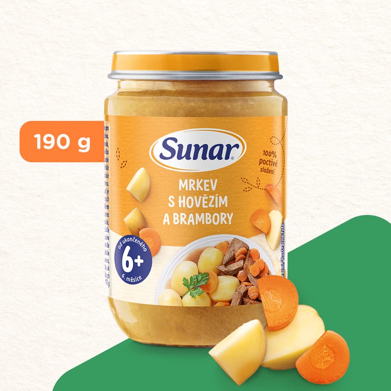 Sunar baby food carrot with beef and potatoes 6m+, 190g