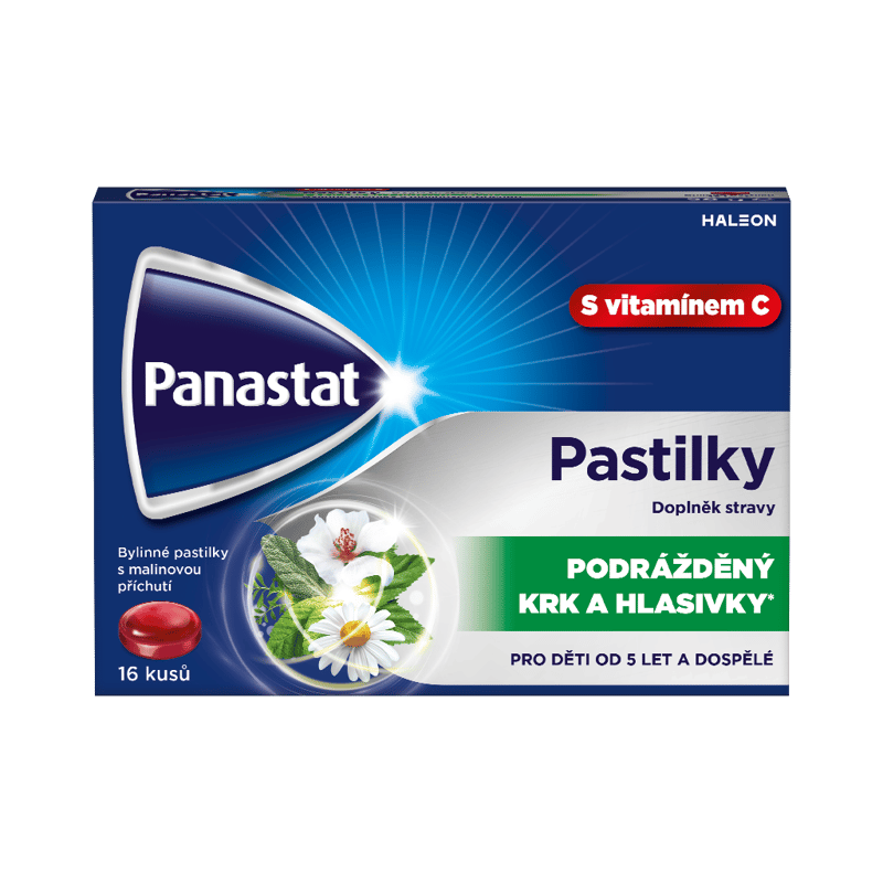 Panastat bylinné pastilky s vit.C př.malina 16ks