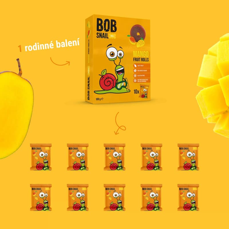 Šnek Bob Ovocné rolky mango