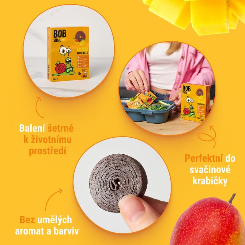 Šnek Bob Ovocné rolky mango