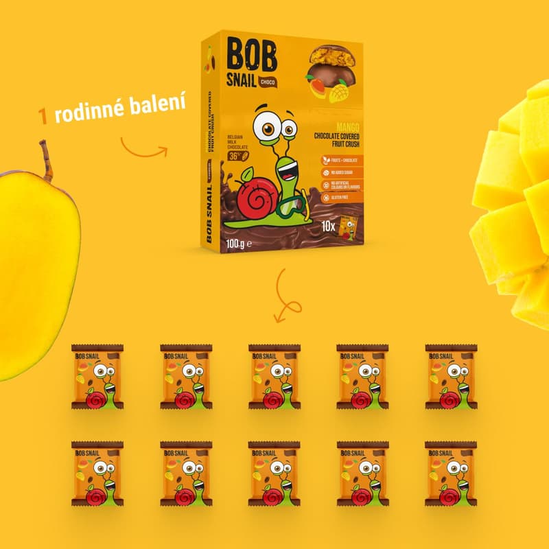 Šnek Bob Ovocná pochoutka v čokoládě mango