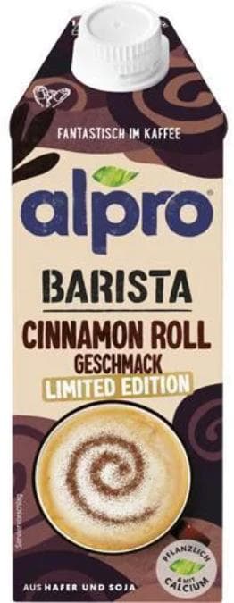 Alpro Barista Oat and soy drink with cinnamon roll flavor