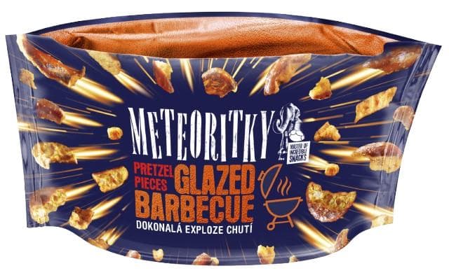 Meteorite Pretzel pieces with barbecue flavor