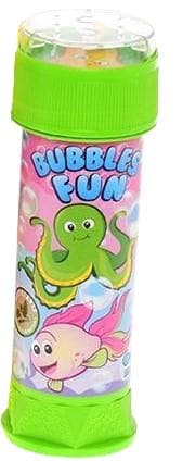 6asstd color (blue, pink, yellow,orange,green,purple) 11cm 60ml bubble fun w/game  24pcs in DBX