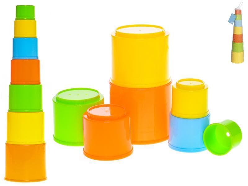 7pcs of plastic stacking cup in net