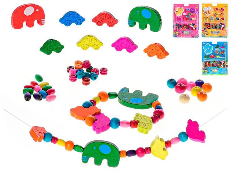 3asstd color (blue,yellow,pink) Wooden beads play set on BC