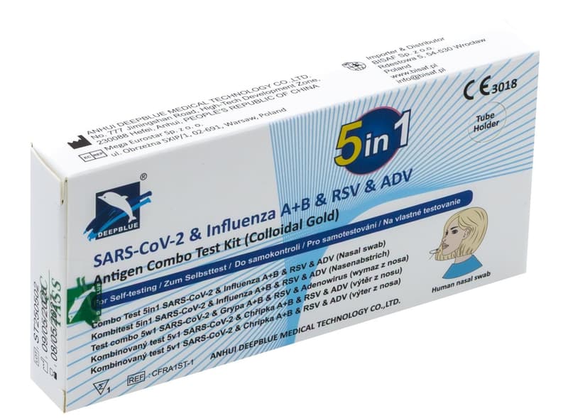 DeepBlue 5v1 respirační multitest (Adenovirus/RSV/Chřipka A+B/Covid) 1 ks