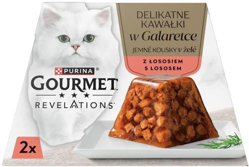 Gourmet Revelations jemné kousky s lososem v želé pro kočky 2×57 g