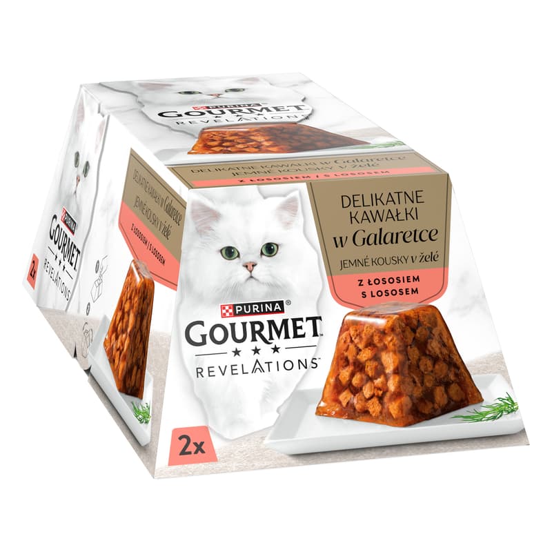 Gourmet Revelations jemné kousky s lososem v želé pro kočky 2×57 g