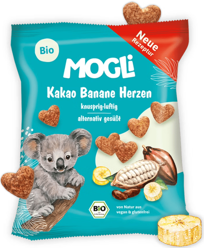 Mogli BIO Kakaová křupavá srdíčka s banánem