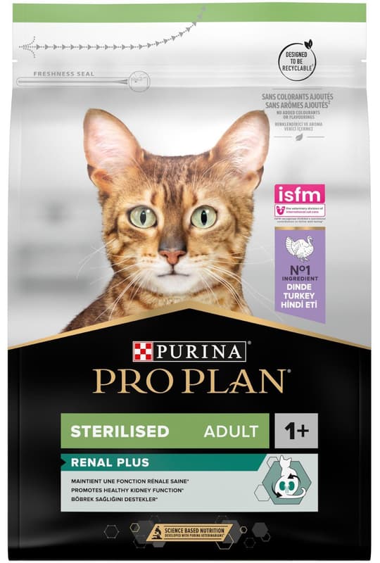 PRO PLAN Adult Sterilised Renal Plus granules for cats turkey 3 kg