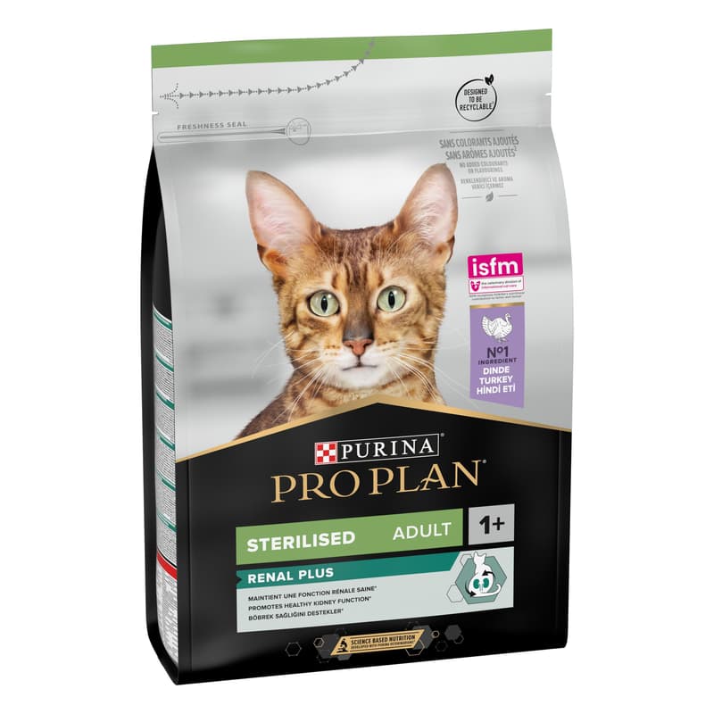 PRO PLAN Adult Sterilised Renal Plus granules for cats turkey 3 kg