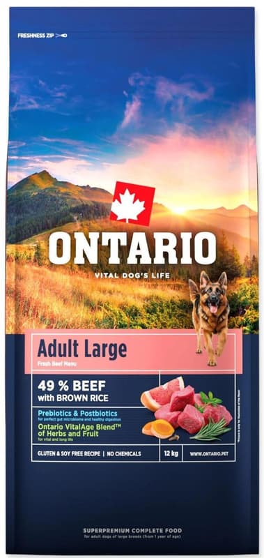 Ontario Adult Large Beef & Brown Rice 12kg