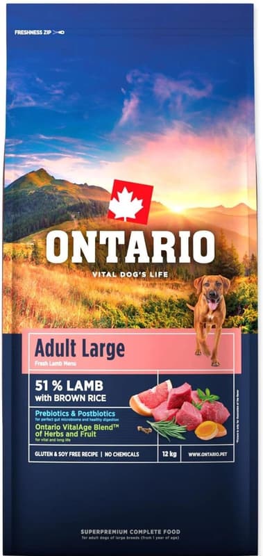 Ontario Adult Large Lamb & Brown Rice 12kg
