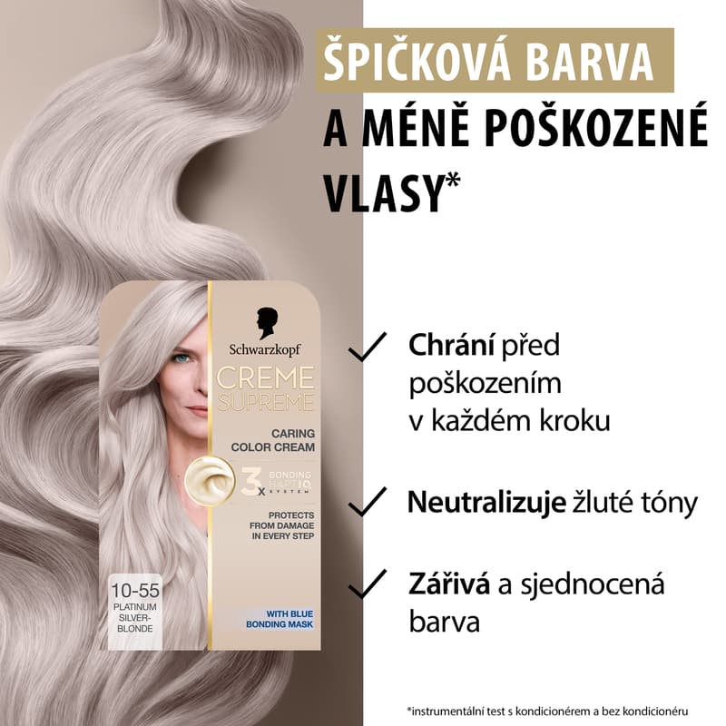 Schwarzkopf Creme Supreme barva na vlasy chladná stříbrná blond 10-55