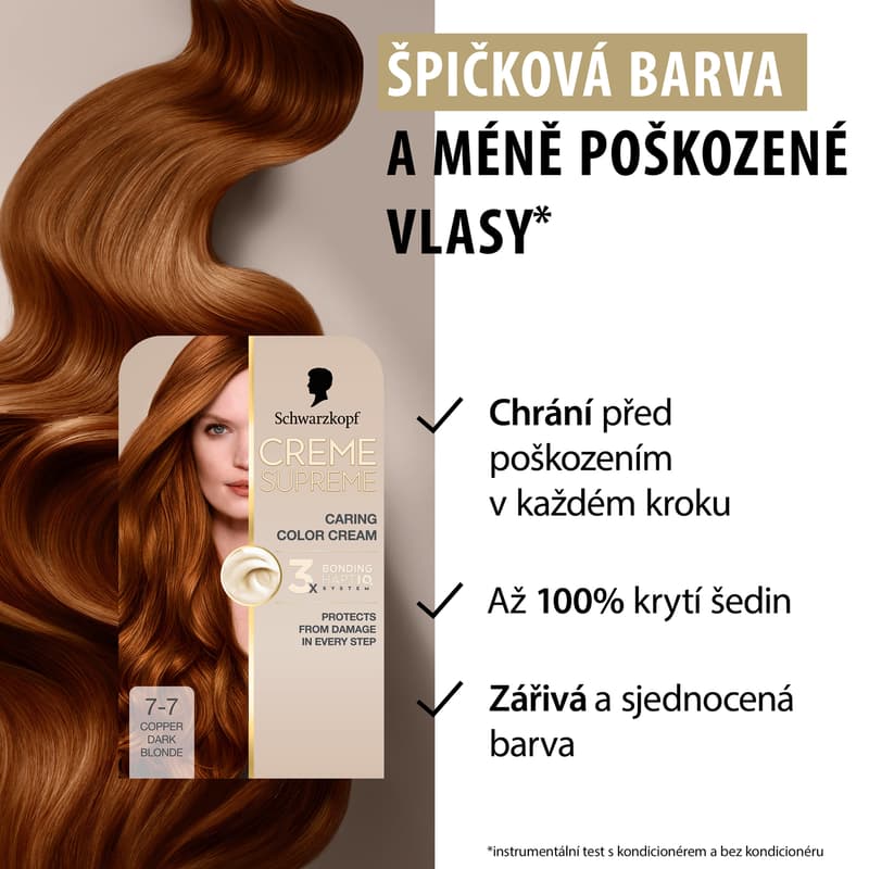 Schwarzkopf Creme Supreme barva na vlasy měděná blond 7-7