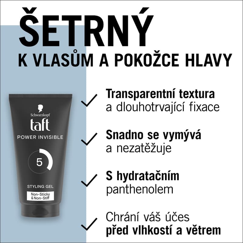 Taft Power Invisible mega silně tužící gel na vlasy