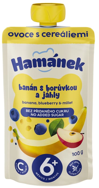 Hamánek Banán s borůvkou a jáhly ovocná kapsička