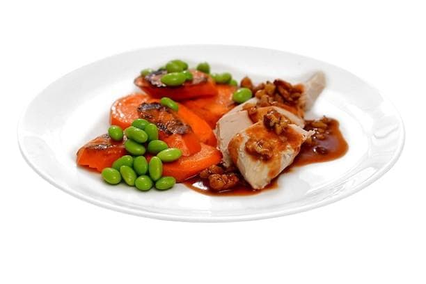 Chicken breast with roasted carrots and bbq sauce