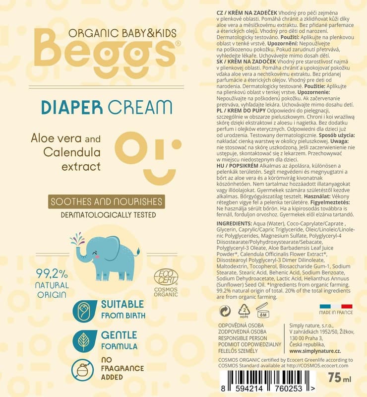 Beggs BIO Krém na zadeček