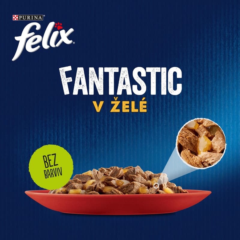 Felix Fantastic kapsičky pro kočky kachní, hovězí, jehněčí a kuřecí v želé 80×85 g