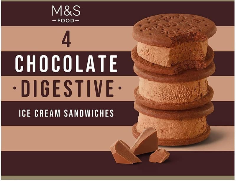 Marks & Spencer Food Chocolate Digestives Ice Cream Sandwiches