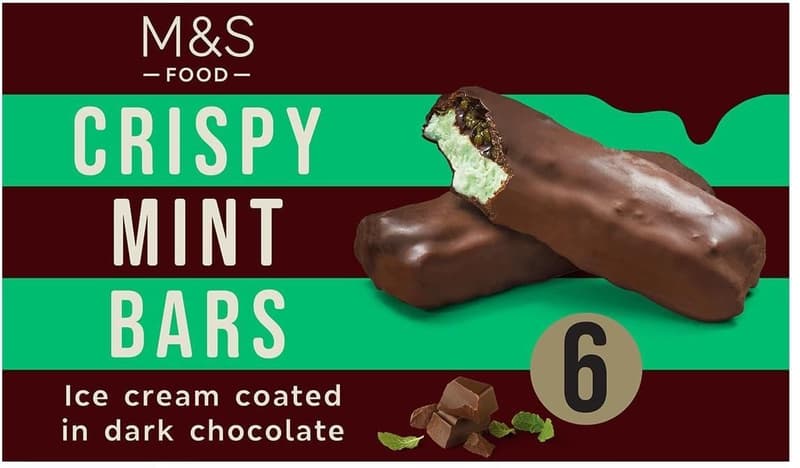 Marks & Spencer Zmrzlinové tyčinky s mátovou příchutí v kakaové polevě