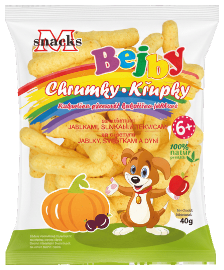 M Snacks Baby corn-millet puffs with dried apples, plums, and pumpkin 40g