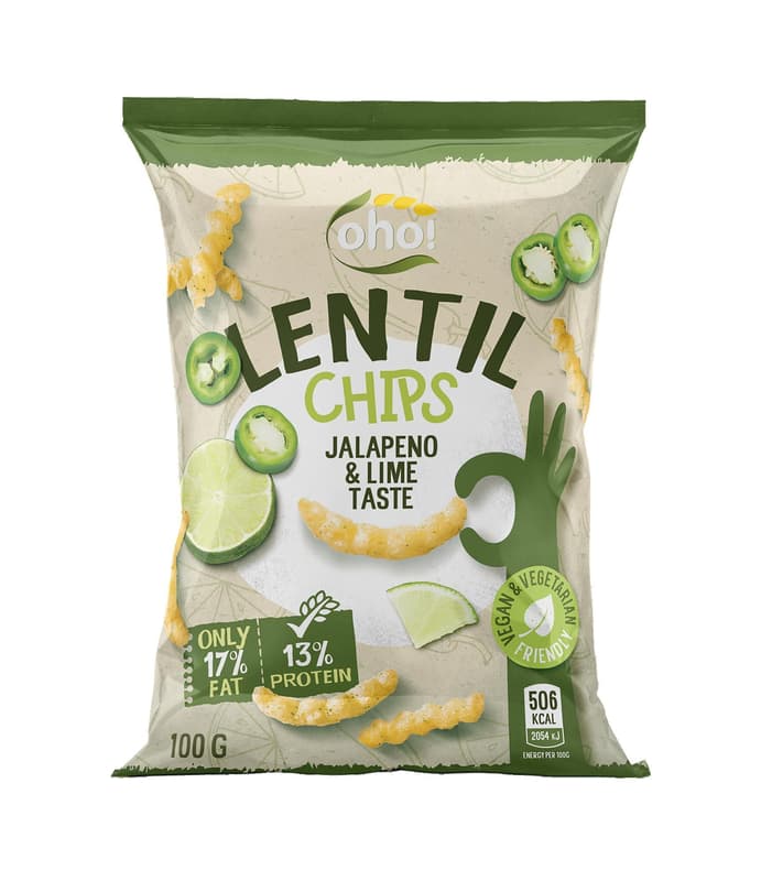 Oho Čočkové snacky s příchutí jalapeño a limetky