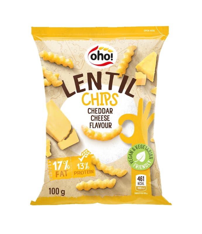 Oho Čočkové snacky s příchutí sýra čedar