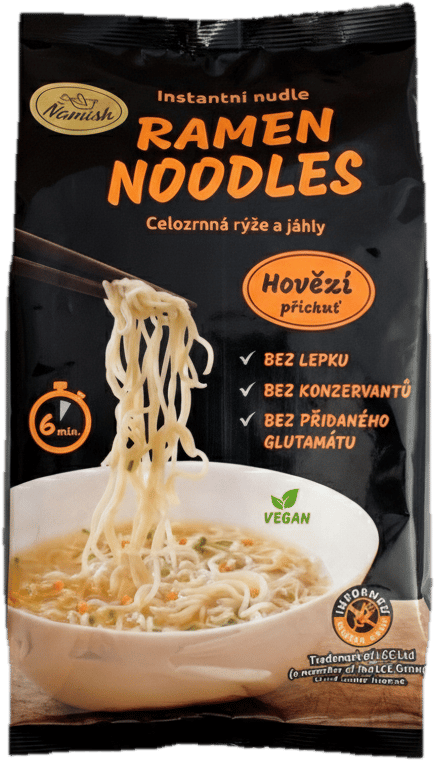 Ňamish Instantní nudle celozrnné s hovězí příchutí