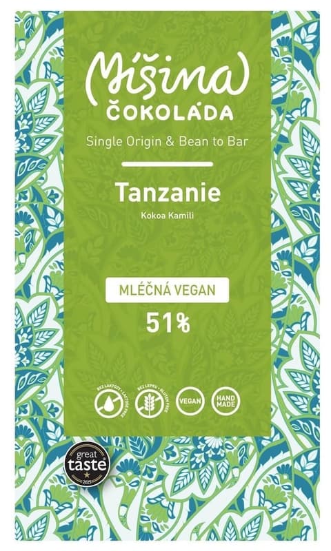 Míšina Chocolate Vegan Milk Chocolate Tanzania 51%