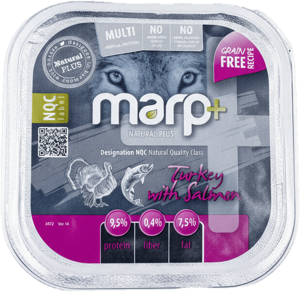 Marp Natural Plus alu tray for dogs turkey with salmon
