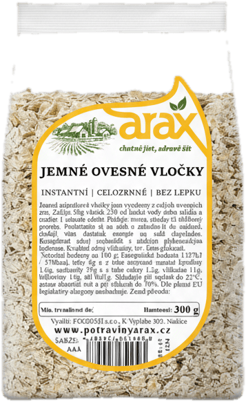 Arax Vločky ovesné bezlepkové jemné, celozrnné