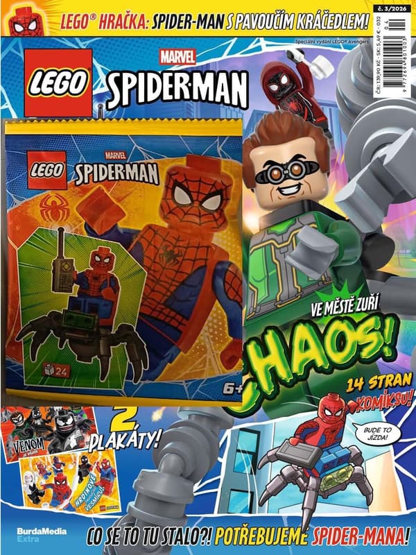 LEGO MARVEL č. 3/26 + figurka Spider Man s kráčedlem