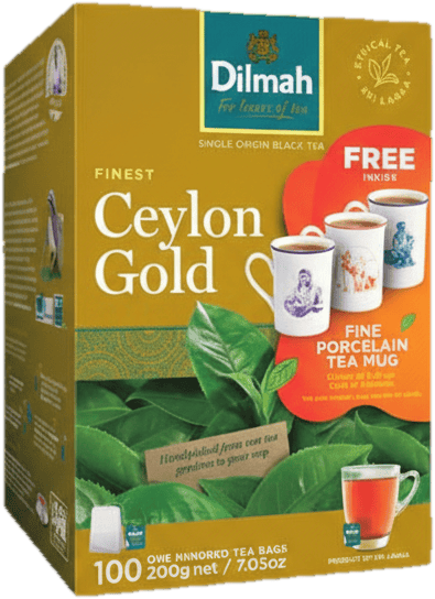 Dilmah Ceylon Gold pravý cejlonský čaj s porcelánovým šálkem (100×2 g)