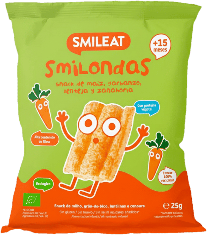 Smileat BIO Kukuřičné křupky cizrna, čočka, mrkev s olivovým olejem a vitamínem B1