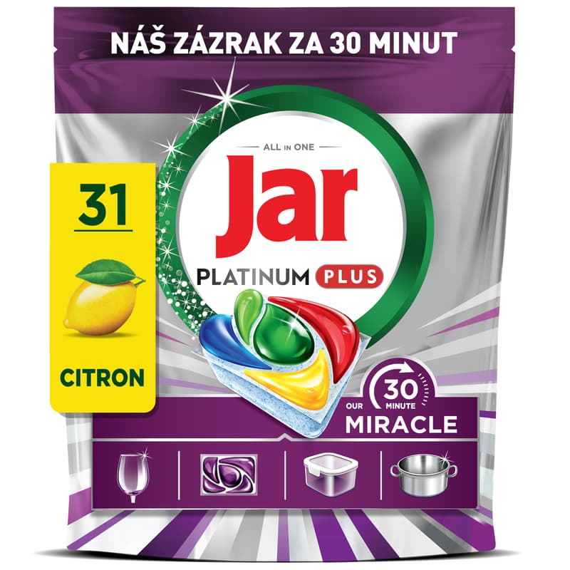 Jar Our 30 Minute Miracle Platinum Plus Dishwasher Tablets, 31 Capsules