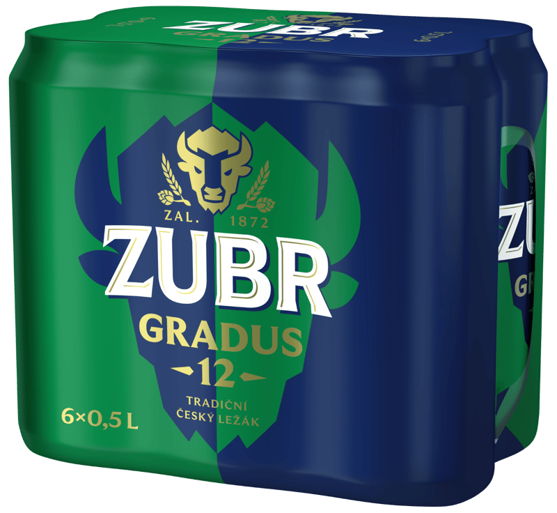 Zubr Gradus 12 světlý ležák plech (6×0,5 l)