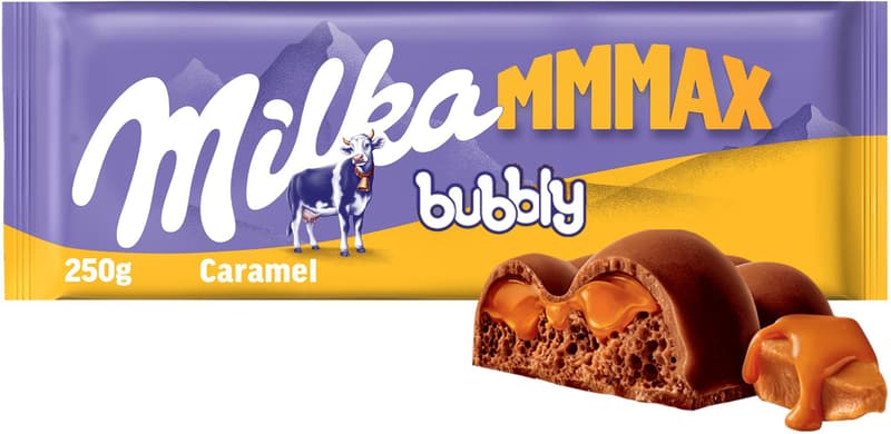 Milka čokoláda Mmmax Bubbly mléčná s karamelem