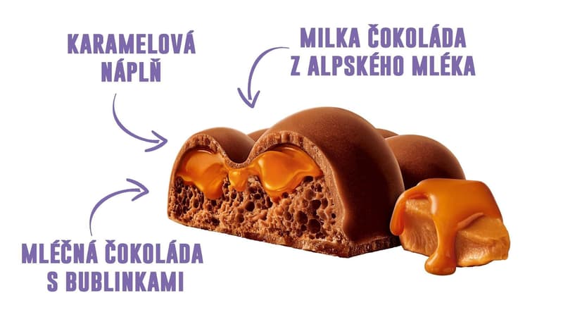 Milka čokoláda Mmmax Bubbly mléčná s karamelem