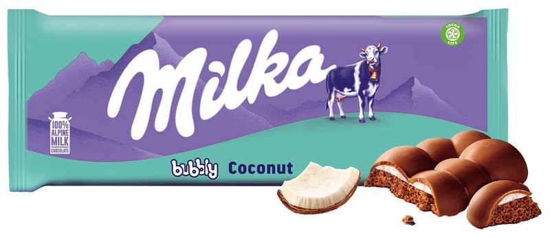 Milka Chocolate Bubbly milk chocolate with coconut and bubbles 97 g