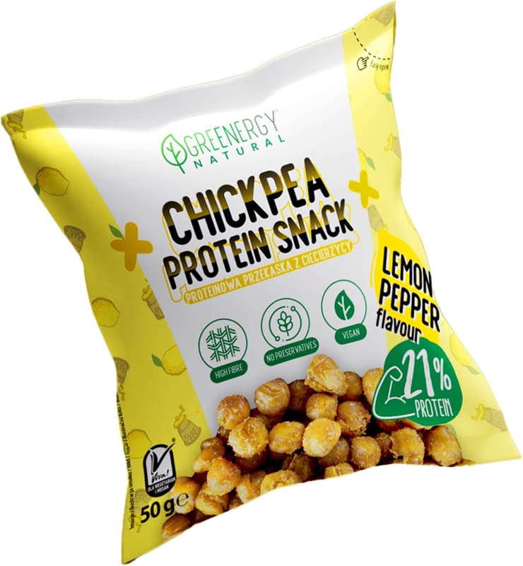 Greenergy Proteinový cizrnový snack s příchutí citronu a pepře