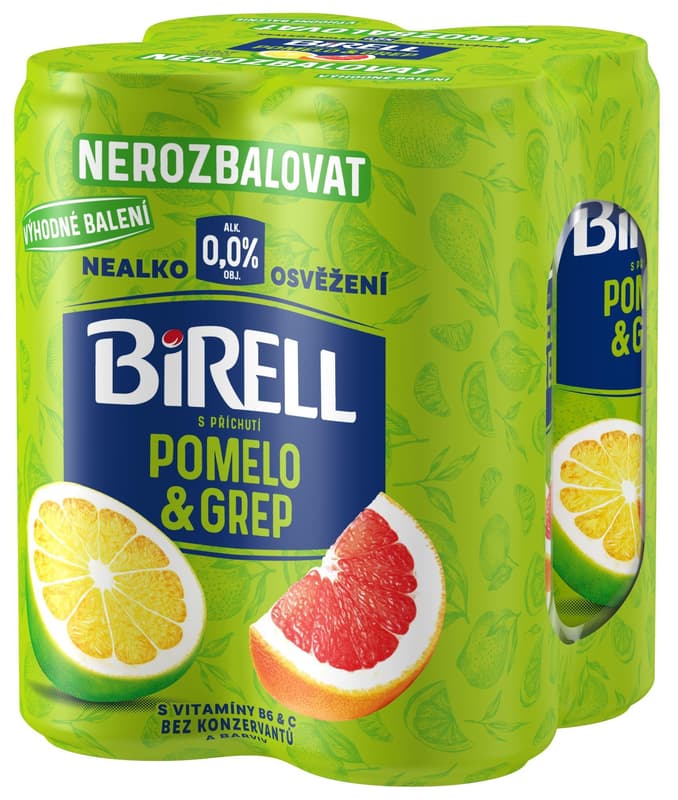 Birell 0.0 Pomelo & Grepfruit non-alcoholic beer 4×0,33 l can