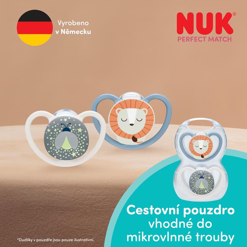 NUK pacifier Perfect Match AIR Night LION 6-18m 2/BOX